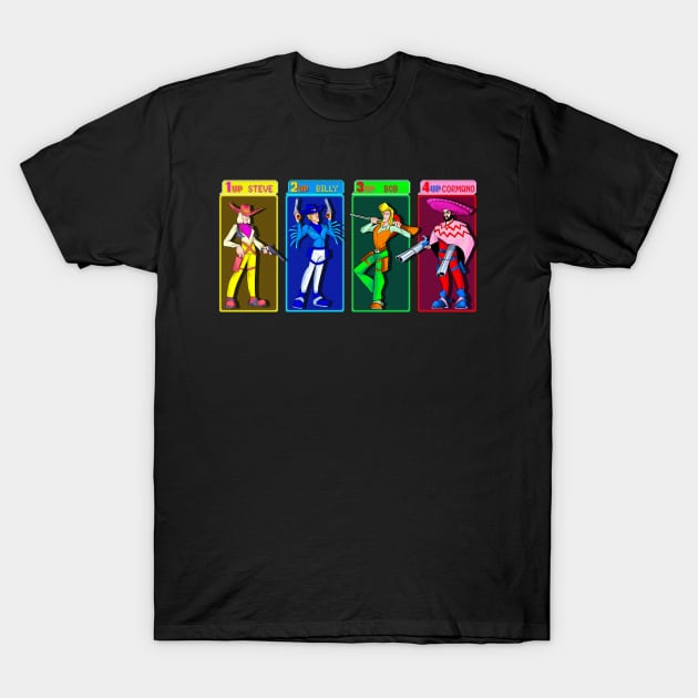 Sunset Riders Arcade Character Select T-Shirt by Phreephur